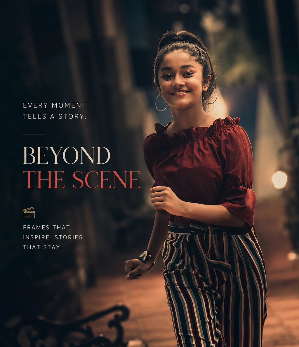 Editorial lifestyle campaign featuring Ridhi Rajak Ridhi Rajak featured in an editorial lifestyle advertisement campaign with cinematic fashion storytelling